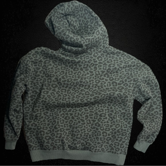 Olive Leopard 3/4 Zip Hoodie - Picture 2 of 4
